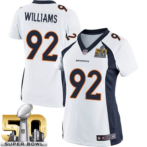 Women's Elite Sylvester Williams Super Bowl L Nike Jersey White Road - #92 NFL Denver Broncos